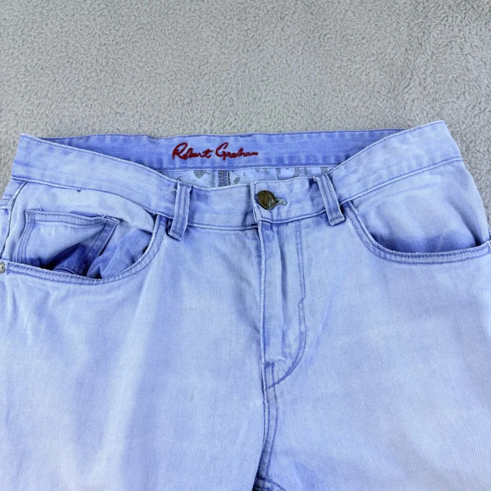 Robert Graham Jeans Mens 33 Light Wash Blue Stretch Denim Casual Designer Pants